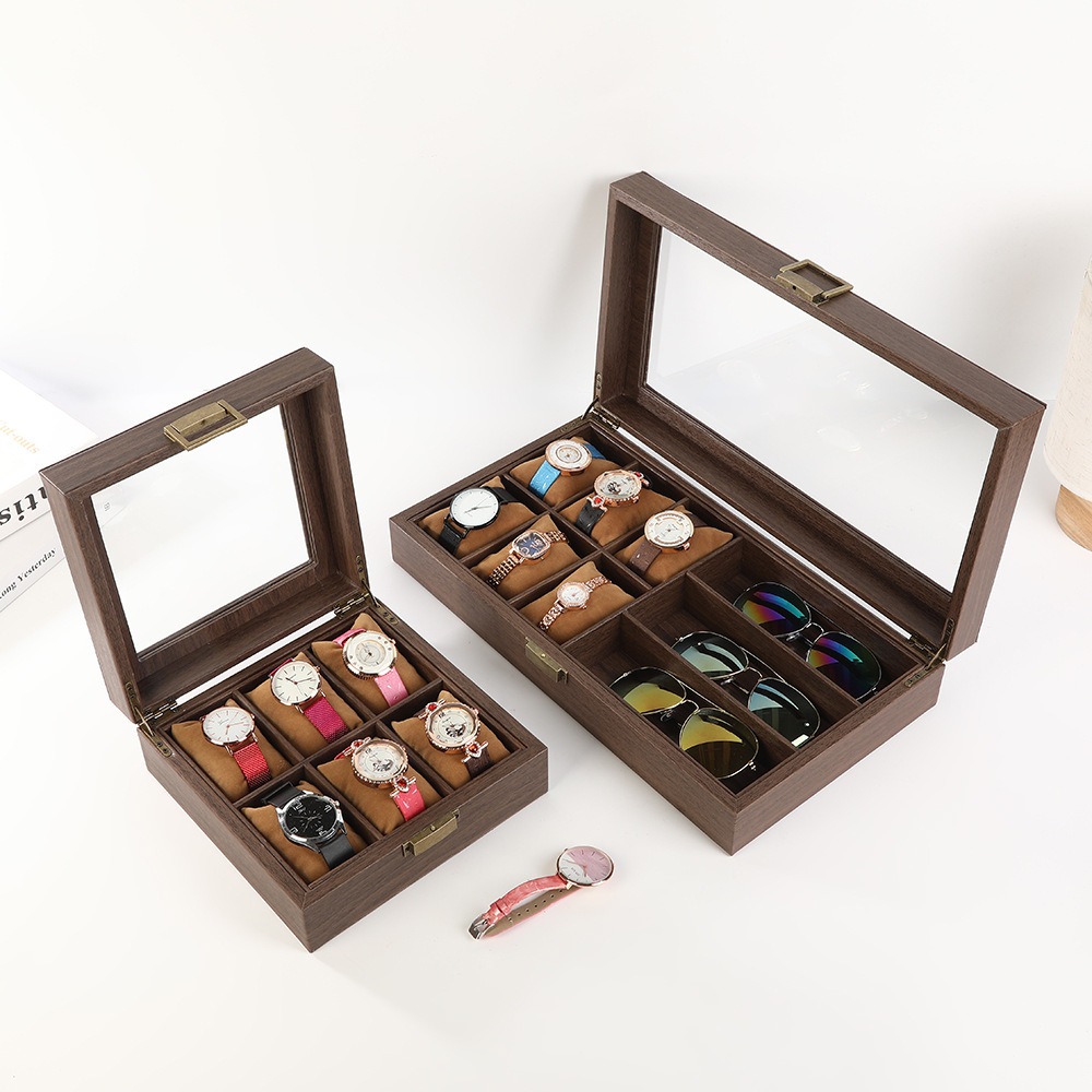 Retro Wood Grain Watch Jewelry Packaging Window Watch Display Display Box Watch Jewelry Packaging Box Wholesale
