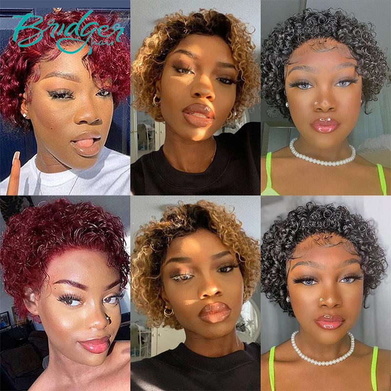 Pixie Cut Curly Human Hair Wig Short Style Natural Look_voghion.com