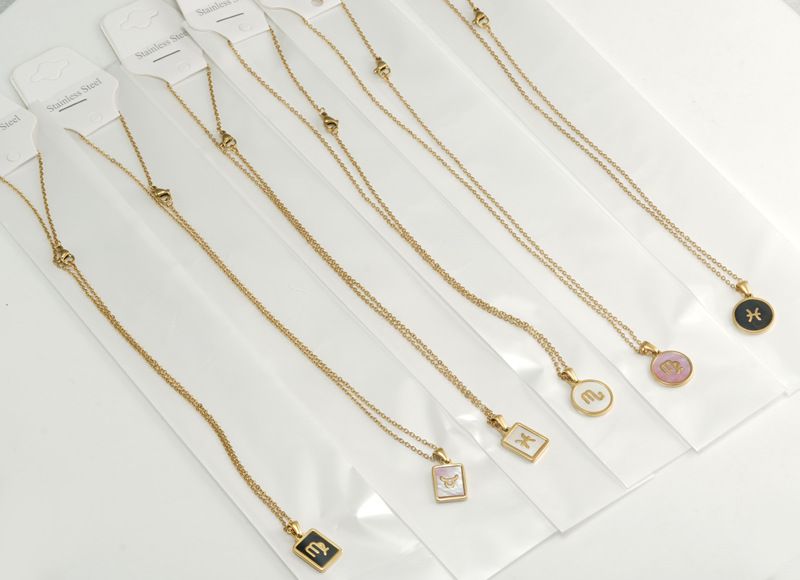 Fashion Constellation Stainless Steel Inlay Shell Pendant Necklace Colorza_colorza_13