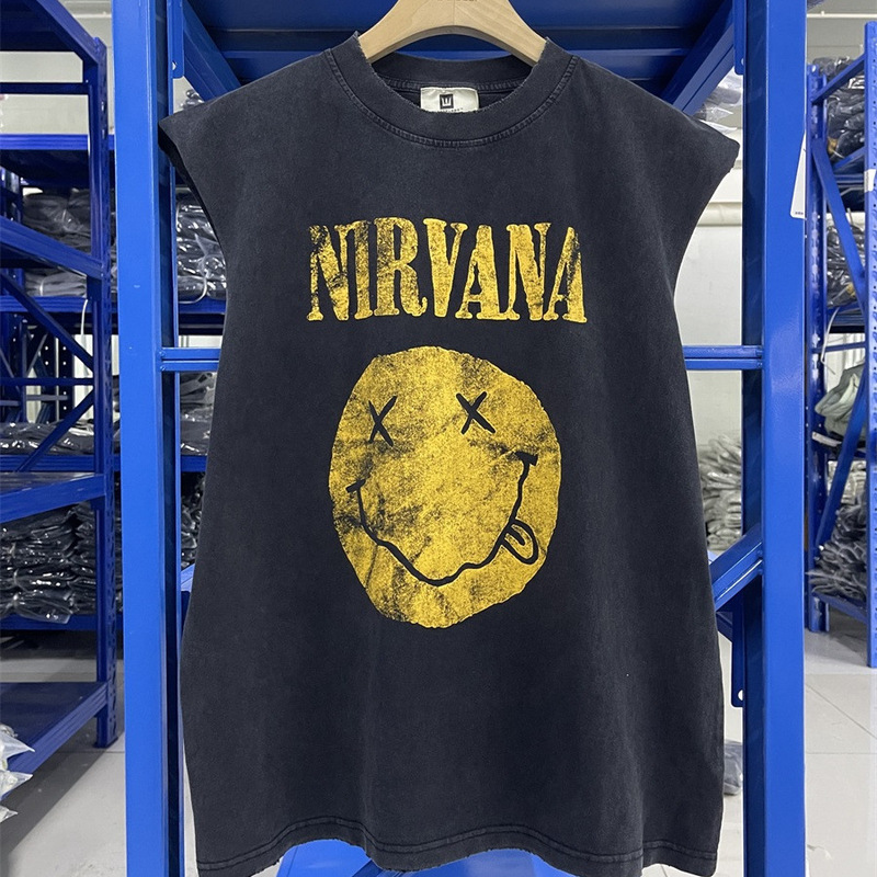Nirvana Band Cobain Vintage American Retro Rock Punk Men's Loose Sleeveless Vest T-Shirt Summer