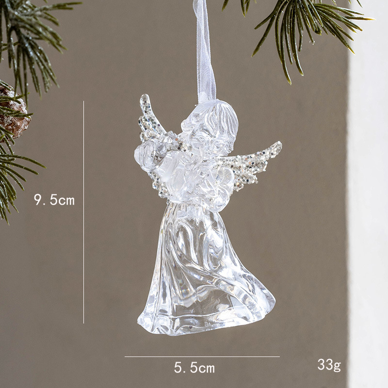 国境を越えた新しいクリスマスツリー装飾透明アクリル雪ヘラジカ天使ストラップクリスマス装飾品|undefined