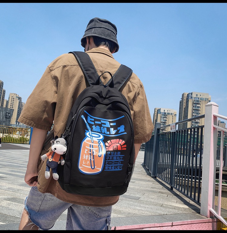 Nihaojewelry Wholesale Korean Contrast Color Printing Large-capacity Backpack display picture 10