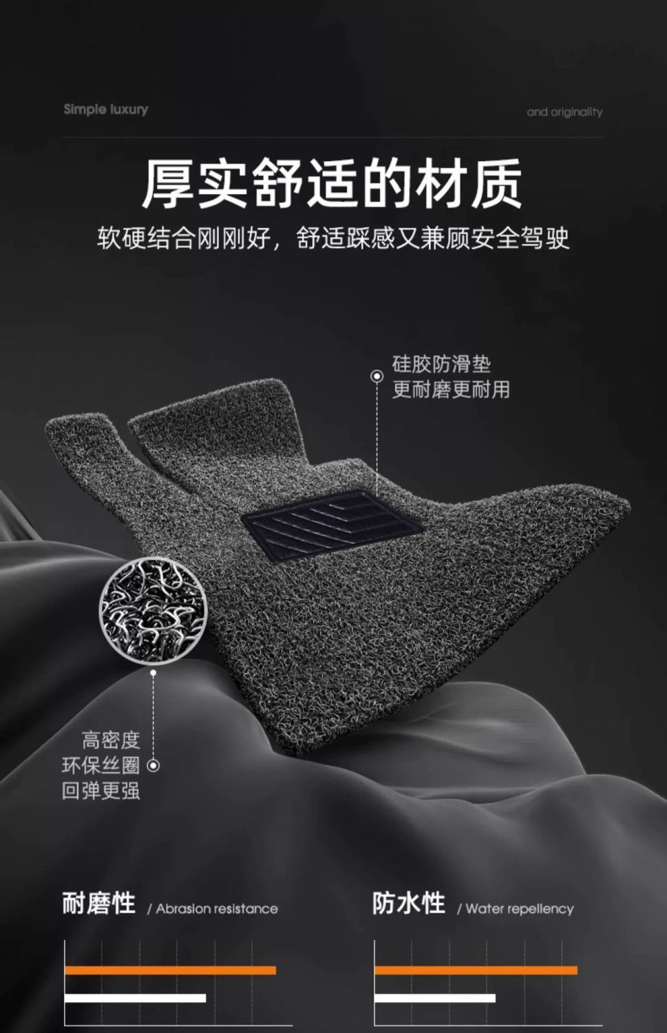 Car Floor Mats for the Main and Passenger Seats, Single-Piece Universal Wire Ring Floor Mats, Special Car Floor Mats, Can Be Cut