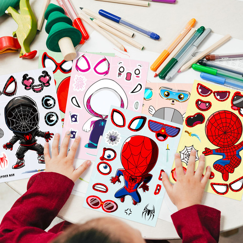 6 pieces per pack Make a face theme DIY puzzle face sticker cross-border cartoon anime character puzzle sticker