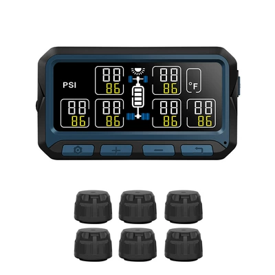 Careud/Kaiyou D550S Cross-Border Exclusive USB Cable Solar-Powered Dual-Supply Wireless Tire Pressure Monitoring System for 6 Wheels (Tire pressure monitoring system) - external-sensor-wf