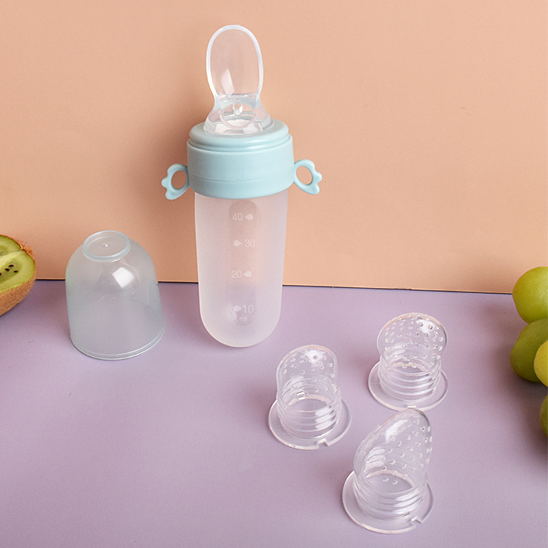 Multifunctional Silicone Rice Cereal Bottle Baby Food Supplement Squeeze Feeding Spoon Children's Food Supplement Spoon Silicone Milk Bottle Wholesale