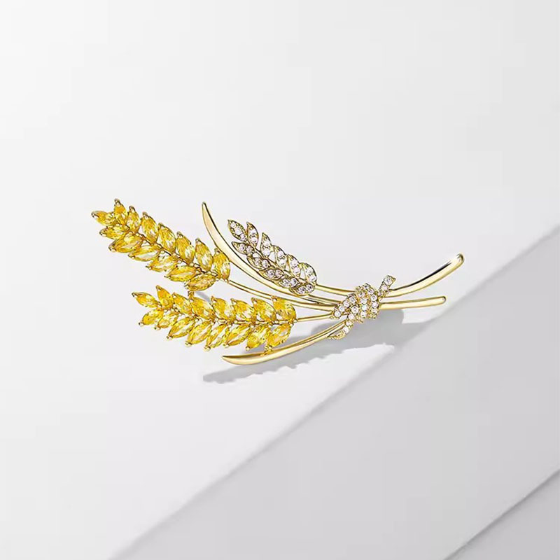 新商品の精巧な麦の穂のブローチの高級な女性の軽豪華な大衆の高級なデザイン感の胸の花の気質のコートのピンの装飾|undefined