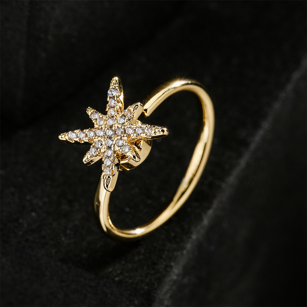 Fashion Rotatable Jewelry Copper Micro-encrusted Zircon Ray Geometric Open Ring display picture 2