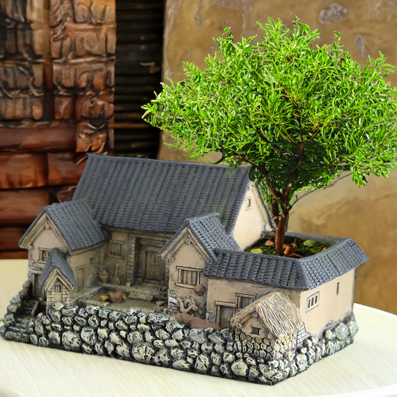  for old house micro landscape resin ornaments rural cottage model can be planted with green plants landscaping decorations