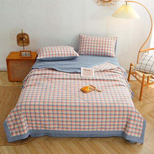 All-cotton quilt, machine washable cotton thin bedspread for double bed, pure cotton summer cool quilt for student dormitory, air-conditioned bedspread for summer