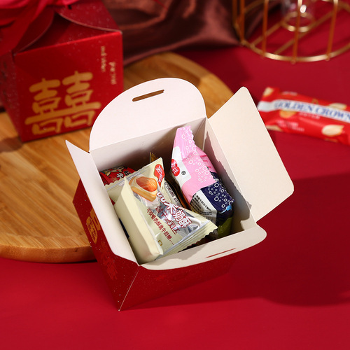 New Style Chinese Wedding Candy Box Creative Candy Gift Gift Box with Bow Red Festive Packaging Box