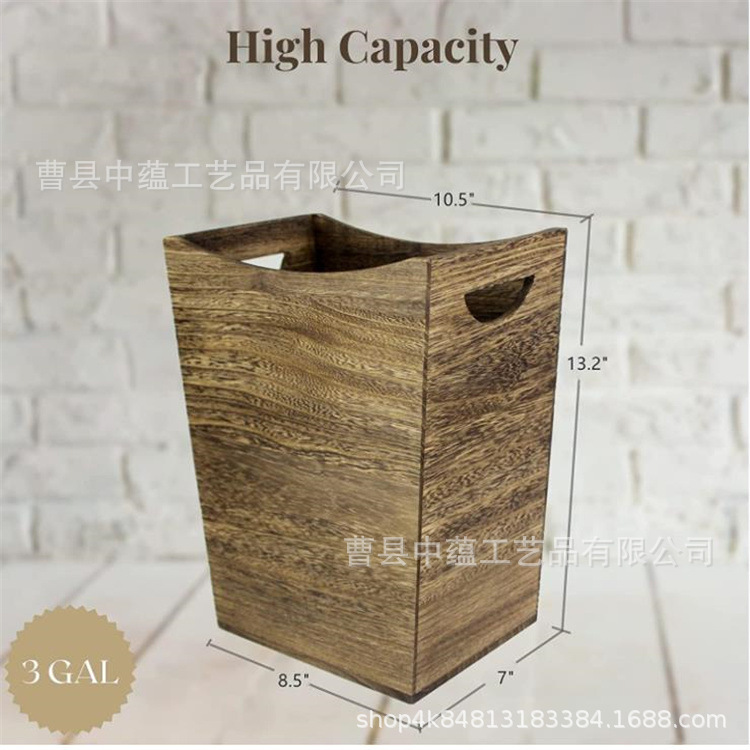 Japanese Style Wooden Large Sorting Trash Bin Wood Grain Office Hotel Hotel Guest Room Paper Basket Household Simple Paper Basket