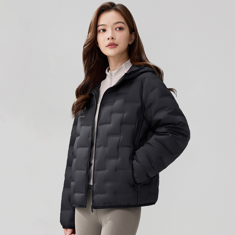 Autumn and Winter Lightweight down Jacket Women's Hooded Casual Loose Coat White Duck down Short Style Slimming Warm Top
