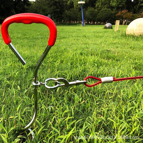 Outdoor dog stakes, traction rope fixed piles, iron-plated chrome-plated ground piles, ground nails, metal pet supplies dog piles