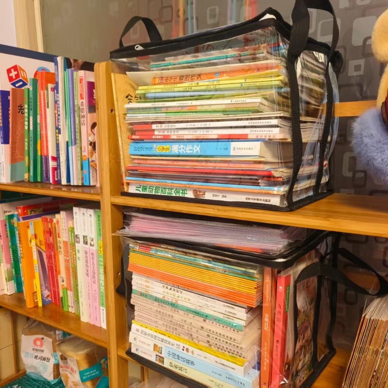 学生書籍収納袋教室防塵教科書収納ボックス透明書籍整理袋家族古書収納袋|undefined
