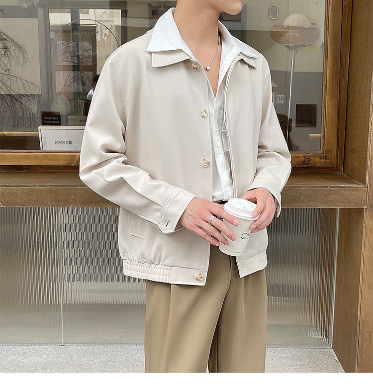 Men's Casual Workwear Blazer, Mature Style Turn-down Collar Jacket_voghion.com