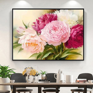 Foreign trade cross-border factory direct cross-stitch in full bloom peony simple living room pendant landscape painting manual line embroidery