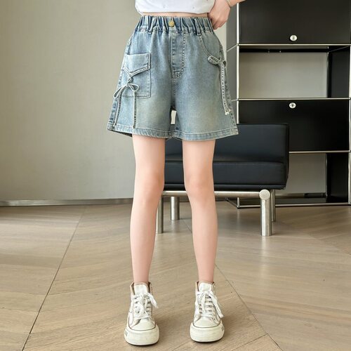 Women's Summer Short Pants, Outerwear, Thin Style, 2025, for Older Children, Fashionable Denim Pants, Children's Clothing