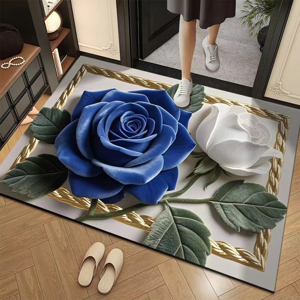 3d Illusion Badematte, Saugfähiger Chenille Badvorleger Rutschfest_voghion.com