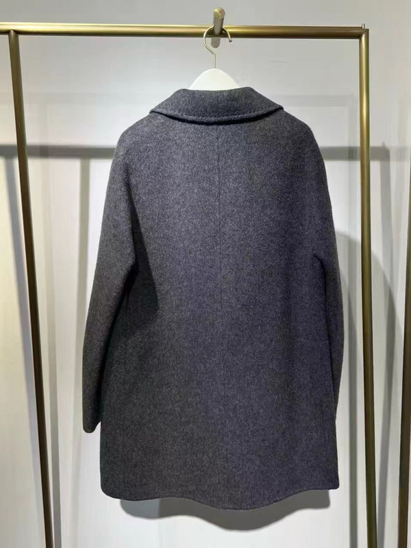 诗**黎女装2025冬装新款中长款毛呢大衣双排扣羊毛外套3GA571441|undefined