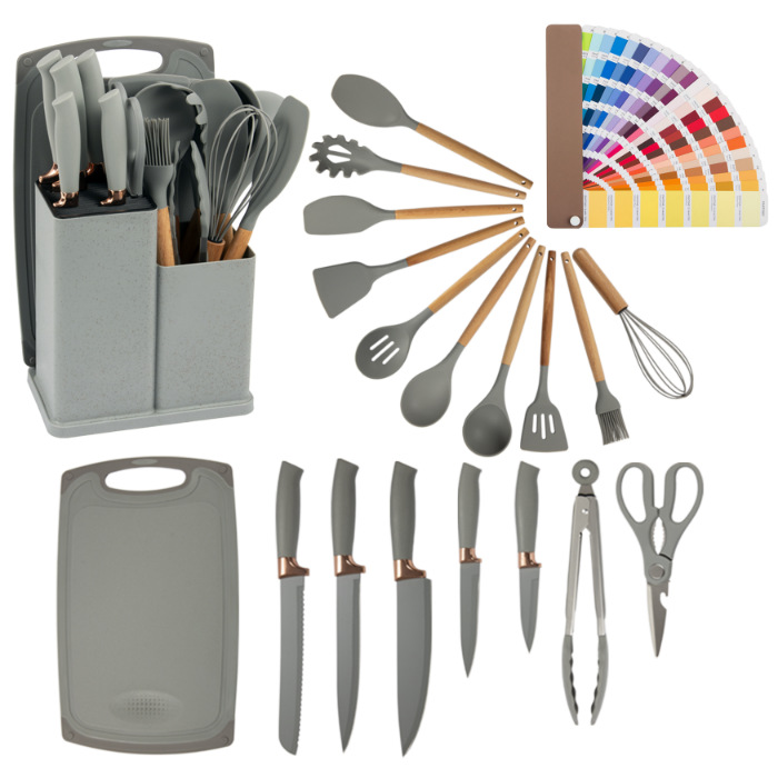 Pala de silicona sartén antiadherente especial de calidad alimentaria utensilios de cocina para el hogar 19 piezas de utensilios de cocina traje