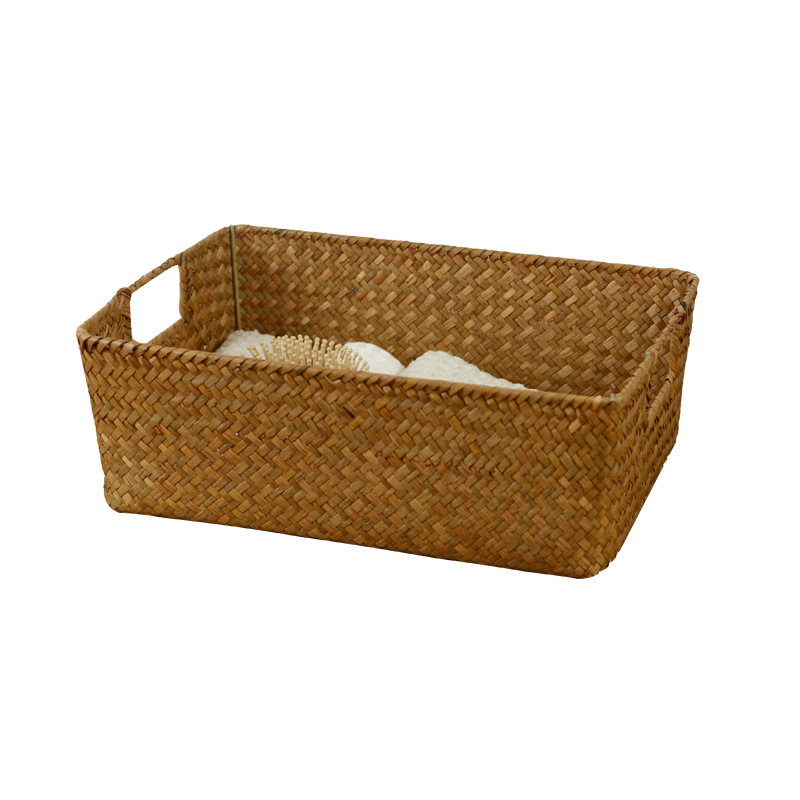 レトロなスタイルは、手持ちの海草の収納かごを掘って、国境を越えた供給源の寝室のたんすのテーブルの上の柳を編んでかごを収納する