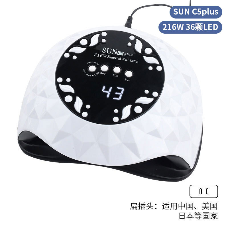 Lámpara de uñas de alta potencia de 256W con mango para principiantes, lámpara de curado de gel para esmalte de uñas, lámpara de fototerapia de secado rápido con colores deslumbrantes para uso transfronterizo.