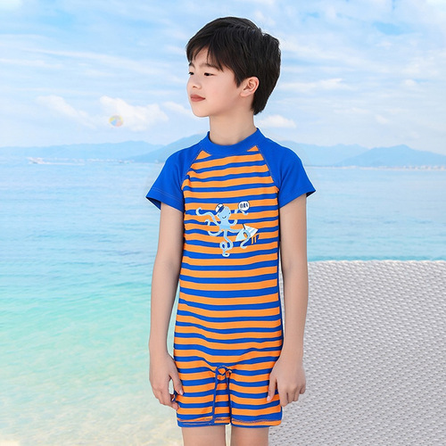 Swimsuit Children's boys 'one-piece boxer swimsuit Cartoon style children's middle school students' summer one-piece swimsuit