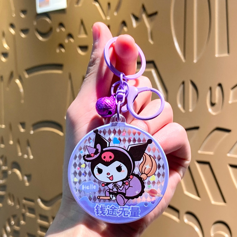Aceite Sanrio Bubble Bead Acrílico Luminous Sand Bottle Llavero Colgante Llavero Regalo Colgante al por mayor