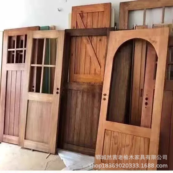 Manufacturer Wholesale Old Elm Door Solid Wood Various Entrance Doors Street Cafe Old Single Door Box Door