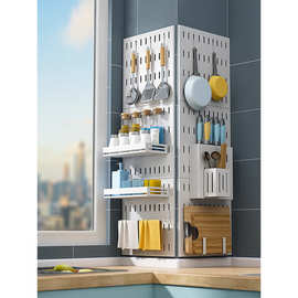 KBQ1免打孔洞洞板墙壁厨房墙上置物架搁板壁挂收纳挂钩架家用用品