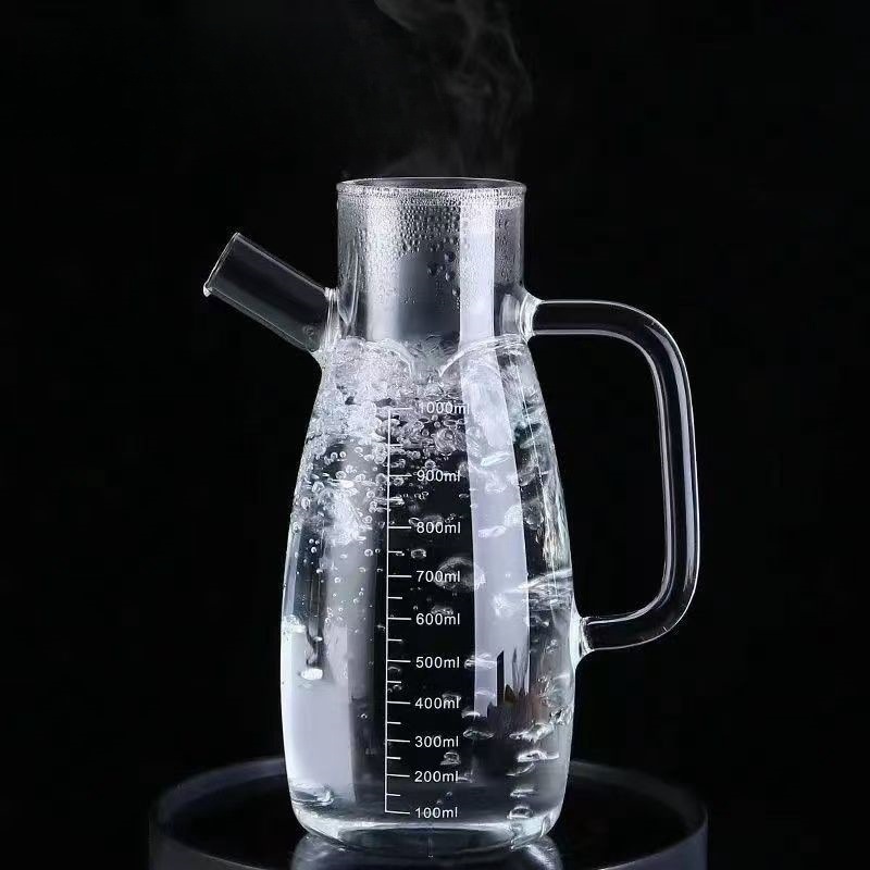 Botella de vinagre de salsa de soja simple grosada de alto silicio de vidrio de silicio con escala de gran capacidad de cocina resistente al calor hervidor de aceite de condimentos image 3