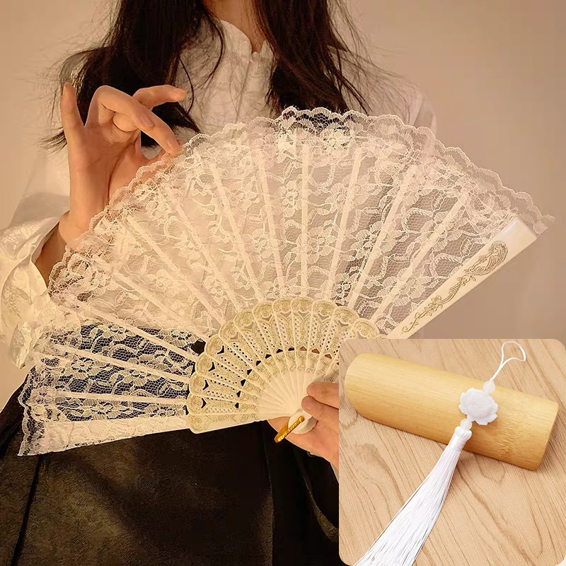 Abanico Plegable de Encaje de Plástico, Estampado, para Danza image 16