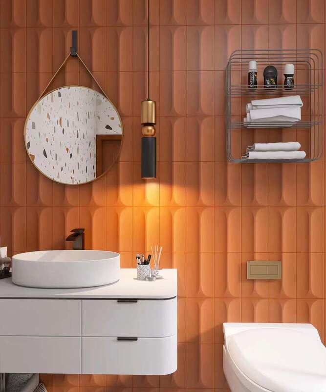 Tesira T-shaped design handmade brick 148*248 restaurant entrance bar bathroom orange 3D stereo background wall brick