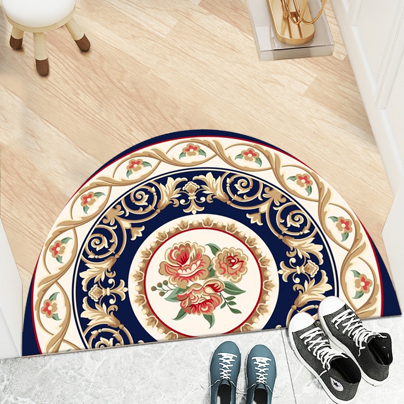 Transfronterizo retro estilo étnico semicírculo alfombra del piso del hogar dormitorio antideslizante alfombra del piso cuarto de baño puerta de entrada mat