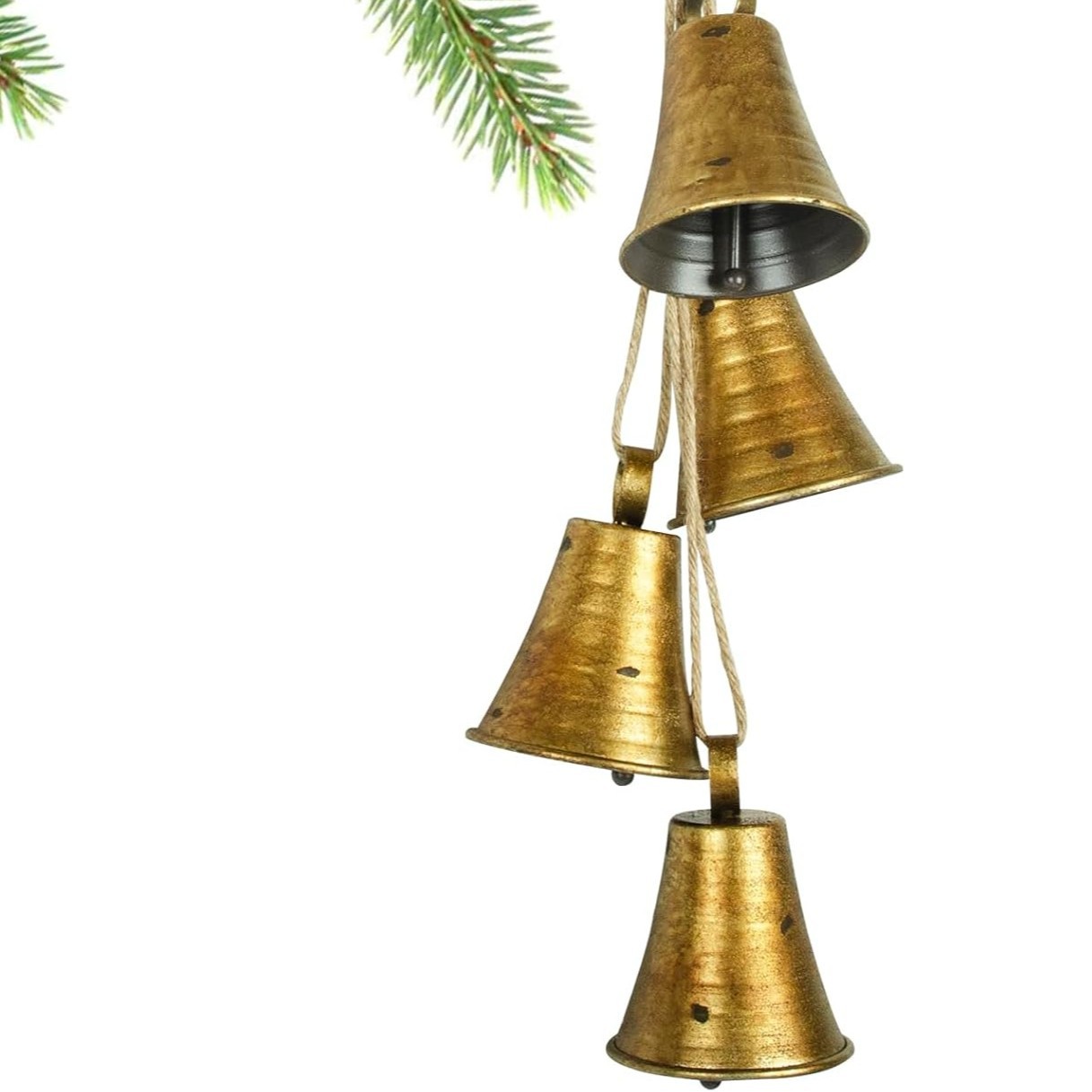 Decorative Bells, Christmas Bells Indoor and Outdoor 4-Piece Set of Retro Country Handmade Bells