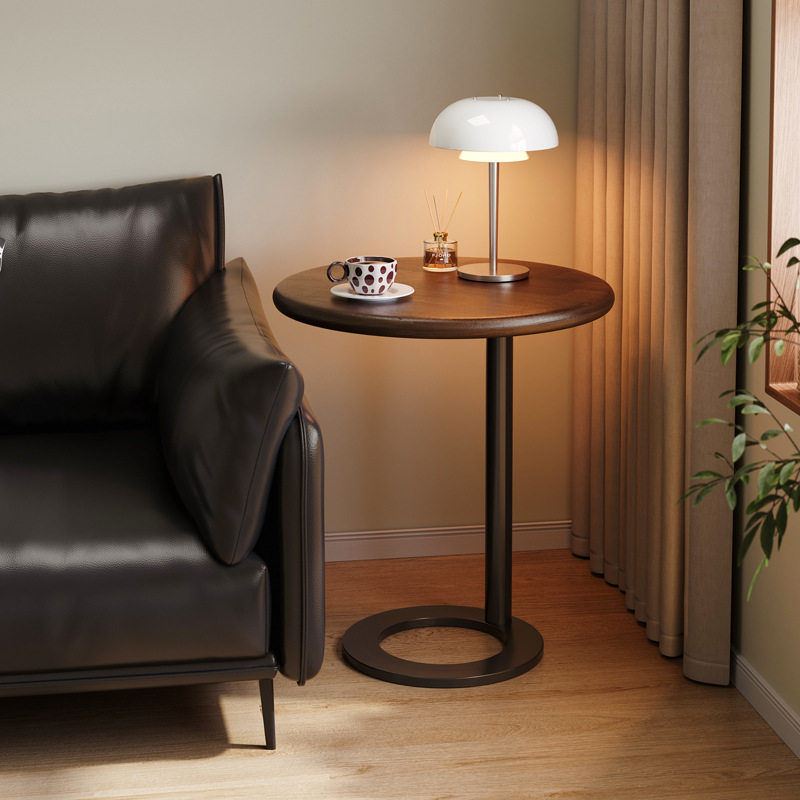 Sofá de madera, tabla lateral, sala de estar para el hogar 2024 nuevo estilo medieval, mesa de té redonda, mesa pequeña
