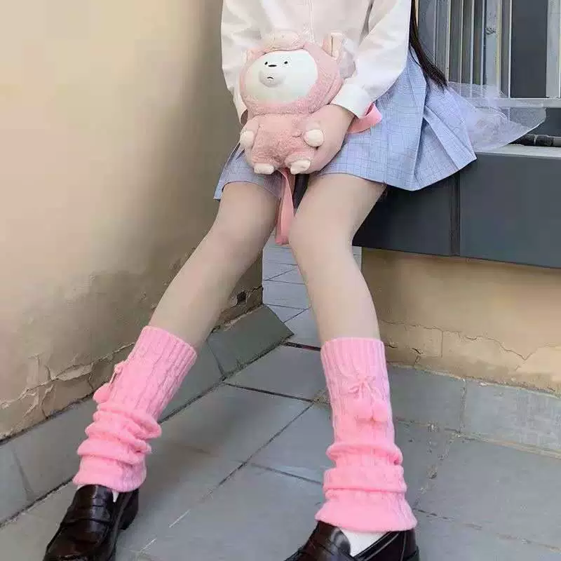 Корея сохранение тепла милые носки-гольфы с coloured woolen knitted gaiters для учащихся младших классов, средней длины