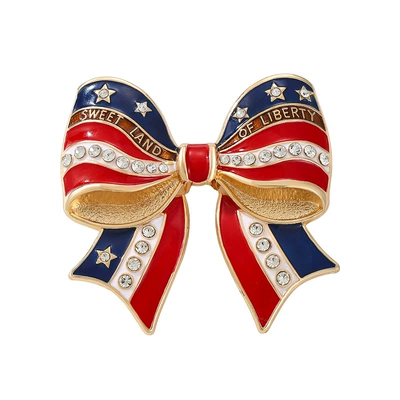 American Flag Bow Brooch, Stars and Stripes Enamel Pin, Independence Day Themed Bag and Clothing Decoration Accessory (Yaxa sancaqları) - qt1342