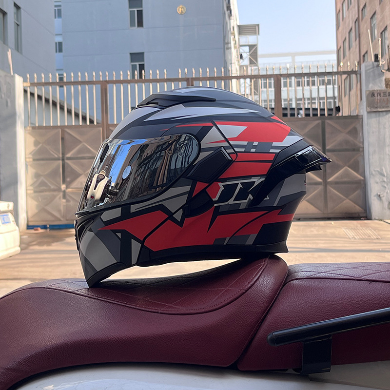 Cuatro estaciones coche eléctrico casco de seguridad cola grande superficie expuesta Jiekai 3C certificado casco de la motocicleta casco completo de la motocicleta de los hombres personalidad