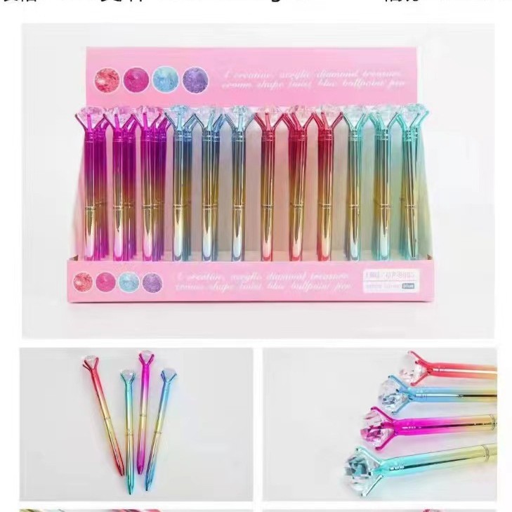 Bolígrafo de piedra de ladrillo de amor multicolor creativo transfronterizo, bolígrafo de góndola de cuentas redondas degradadas, bolígrafo de metal de regalo para estudiantes, papelería en stock