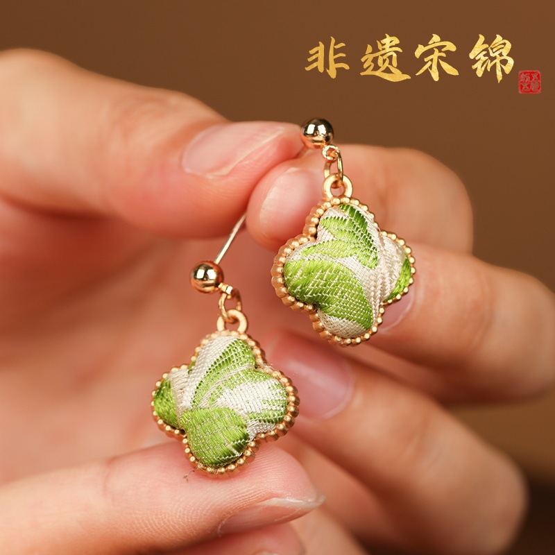 宋锦diy材料包非遗传统文化手工发夹耳环耳钉耳坠首饰礼物国庆节|undefined