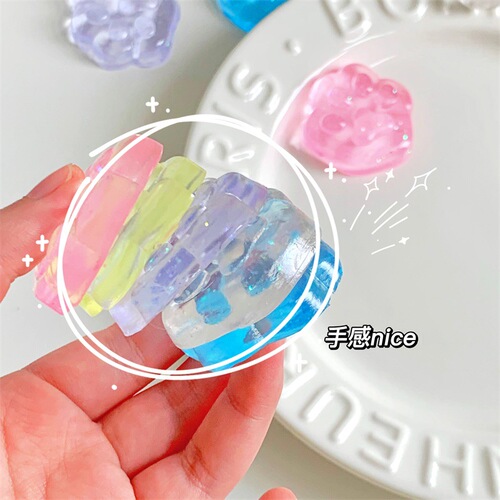 Washable TPR transparent glitter cat claw pinching music to decompress ice cube sticky music to decompress and vent creative small toys