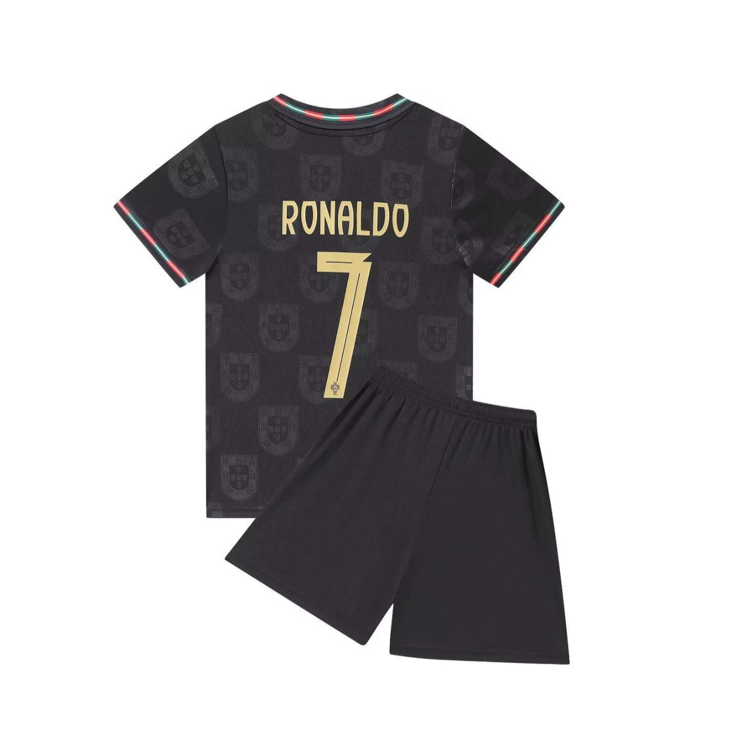 27 Portugal Commemorative Edition Black No. 7 National Team Football Uniform Children's Clothing Children's Adult Suit Size 14-3XL