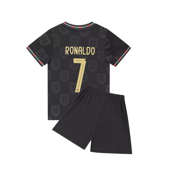 27 Portugal Commemorative Edition Black No. 7 National Team Football Uniform Children's Clothing Children's Adult Suit Size 14-3XL