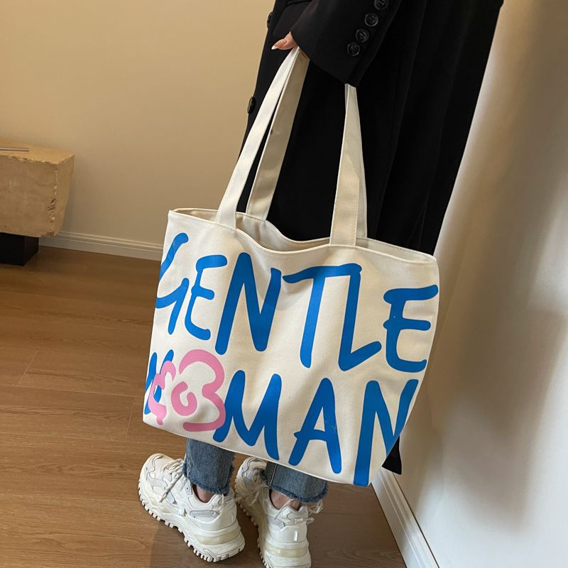 Commuting single-shoulder letter large-capacity versatile bag, canvas bag, Japanese student class artistic bag, women's tote handbag undefined