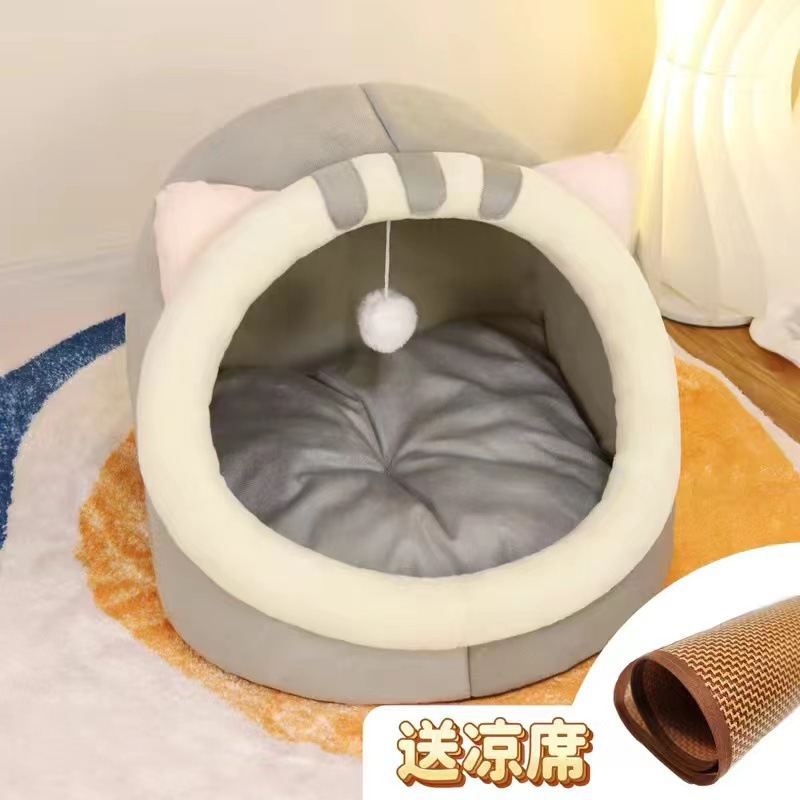 Nido para gatos y perros semicerrado engrosado para mascotas princesa invierno cálido engrosado para mascotas Nido general para cuatro estaciones