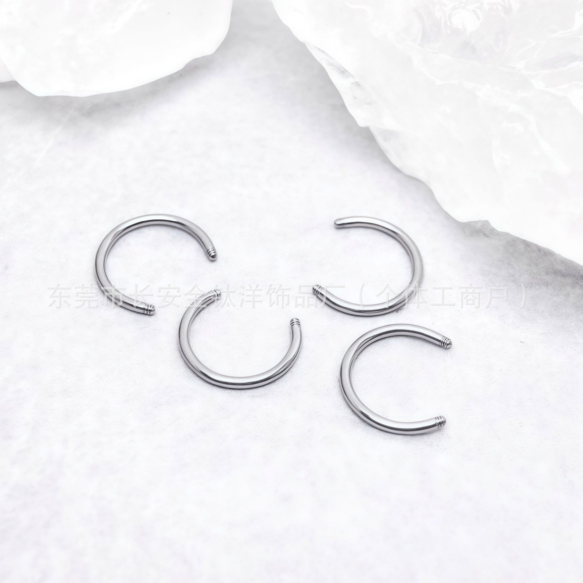 G23 Titanium External Thread Tapered Ball Horseshoe Nose Ring Ear C-Bar Body Piercing Jewelry detail image 7