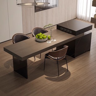 # Italian minimalist all-rock board island table dining table integrated retractable open kitchen suspended island table upside down