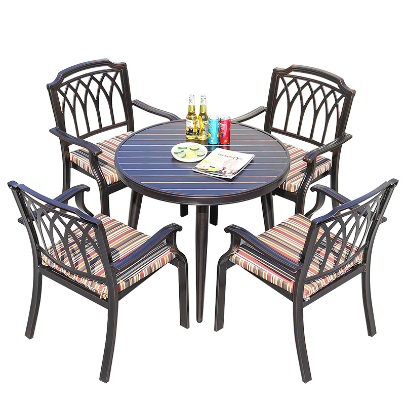Outdoor courtyard furniture garden aluminum table and chairs open-air balcony outdoor dining table set full aluminum table and chairs